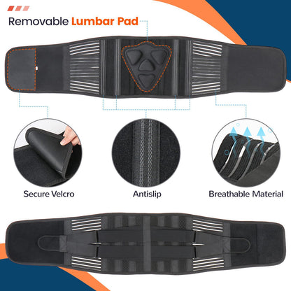 XXL Size Black Double-Compression Sports Waist Trimmer with 4 Steel Plates and 2 Spring Stays for Strength V888-ELOSUNG45939