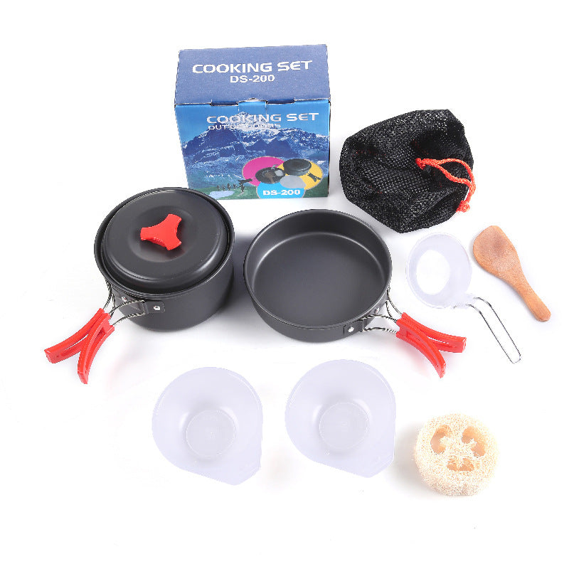 8-Piece Orange Lightweight Outdoor Camping Cookware Set - 1/2 Person Portable High-Efficiency Thermal Cooking V888-ELOSUNG45941