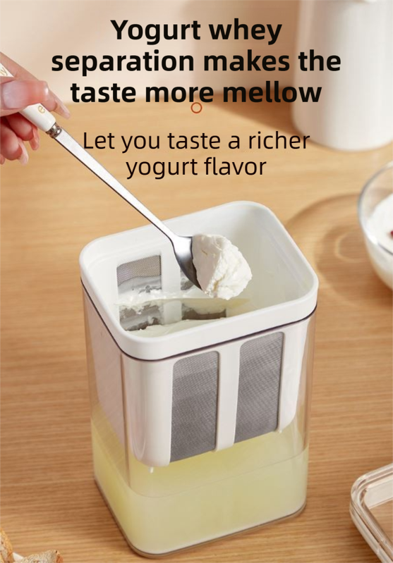 White Premium Greek Yogurt Strainer with Removable 304 Stainless Steel Fine Mesh & Transparent Airtight V888-ELOSUNG45946