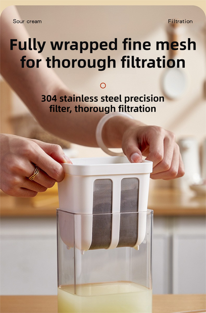 White Premium Greek Yogurt Strainer with Removable 304 Stainless Steel Fine Mesh & Transparent Airtight V888-ELOSUNG45946