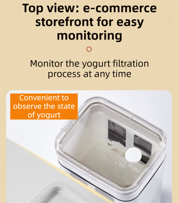 White Premium Greek Yogurt Strainer with Removable 304 Stainless Steel Fine Mesh & Transparent Airtight V888-ELOSUNG45946
