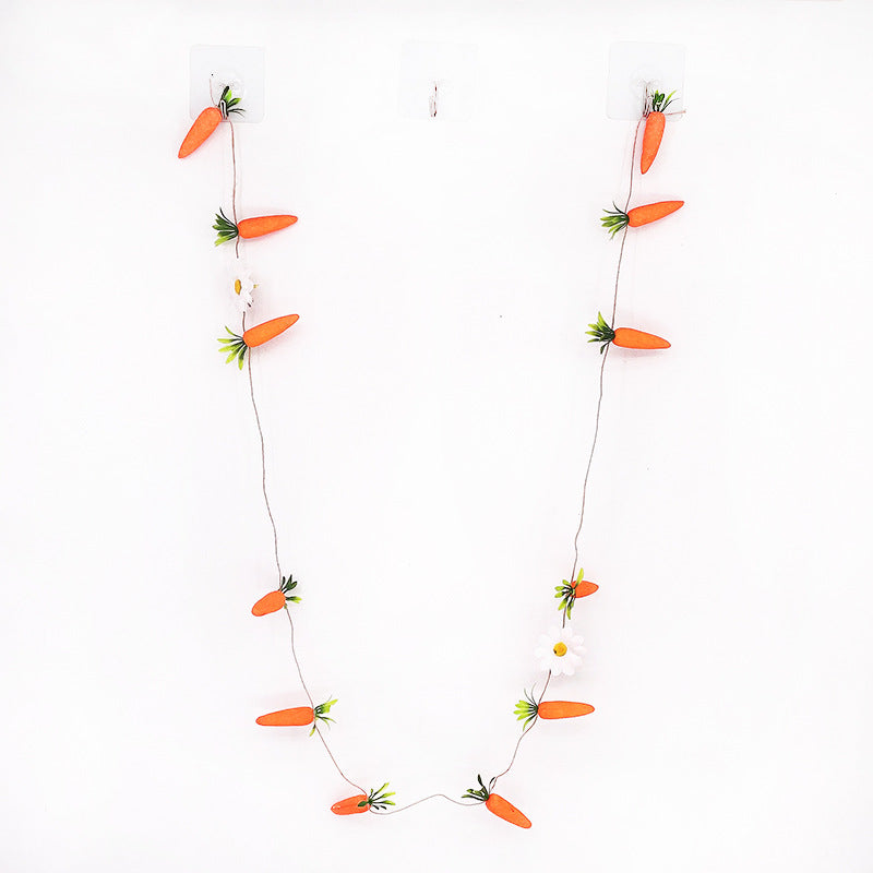 2-Pack 125CM Easter Carrot Hemp Rope Hanging Bunting - Festive Rabbit & Garden Themed Party Decoration V888-ELOSUNG45947