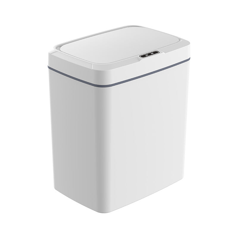 White Intelligent Dual-Sensor Trash Can (Hand-Wave & Knee-Bend) - Slim-Fit Touchless Battery-Powered Bin for V888-ELOSUNG45951