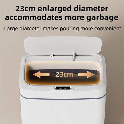 White Intelligent Dual-Sensor Trash Can (Hand-Wave & Knee-Bend) - Slim-Fit Touchless Battery-Powered Bin for V888-ELOSUNG45951