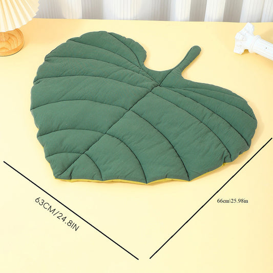 Green Heart-Leaf Decorative Pet Mat (66 x 63 CM) - Reversible Thickened All-Season Botanical Floor Pad for V888-ELOSUNG45973