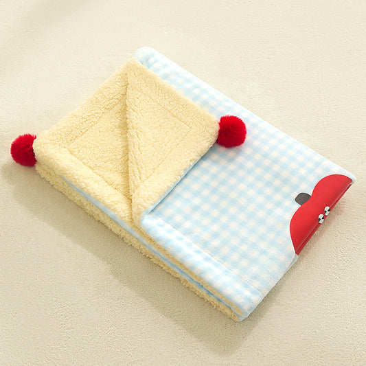 Plaid Apple Premium Soft Fleece Dog Bed Mat/Quilt (S Size 50 x 35 CM) - All-Season Reversible Warm Cat Nap Pad V888-ELOSUNG45983
