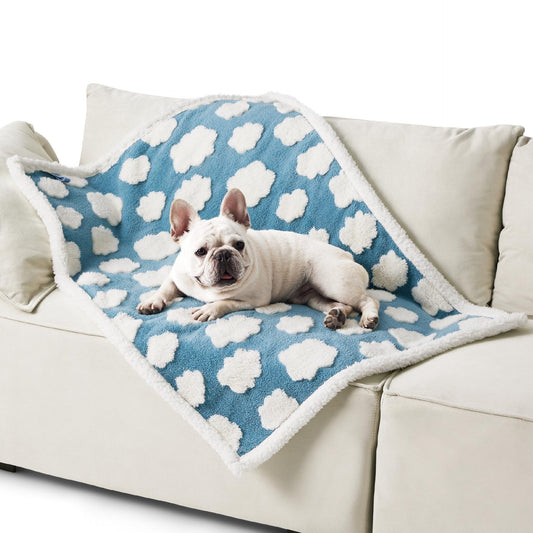 65 x 90 CM Waterproof Soft Sherpa Fleece Pet Blanket (Blue Sky & Clouds) - Reversible Thickened Furniture V888-ELOSUNG45991