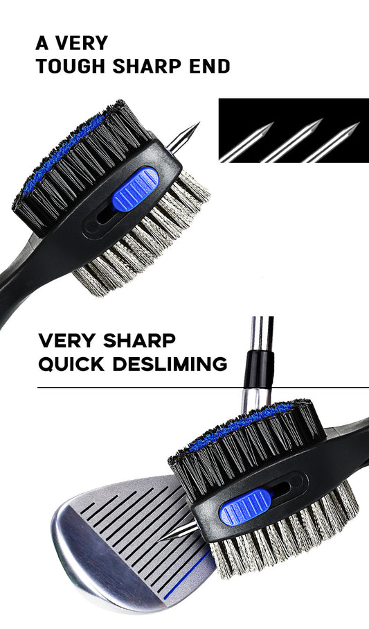 Black Premium Golf Club Cleaning Brush Extra Large Head Dual Bristles Retractable Zip Line & Groove Cleaner V888-ELOSUNG46001