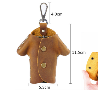Brown Genuine Crazy Horse Leather Key Case Creative Jacket Shape Holder Vintage Cowhide Pouch for Car Fob & V888-ELOSUNG46007