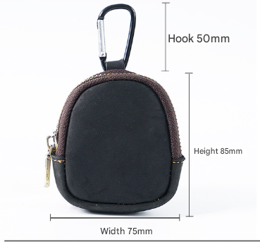 Black Genuine Crazy Horse Leather Mini Coin Purse Zipper Shell Pouch Small Earphone Case Key Holder with V888-ELOSUNG46030