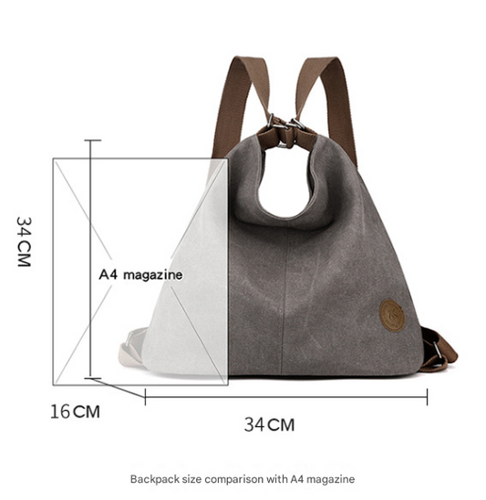 Black Versatile 3-in-1 Canvas Backpack and Shoulder Bag Large Capacity Handbag for Women Ideal for Travel V888-ELOSUNG46051