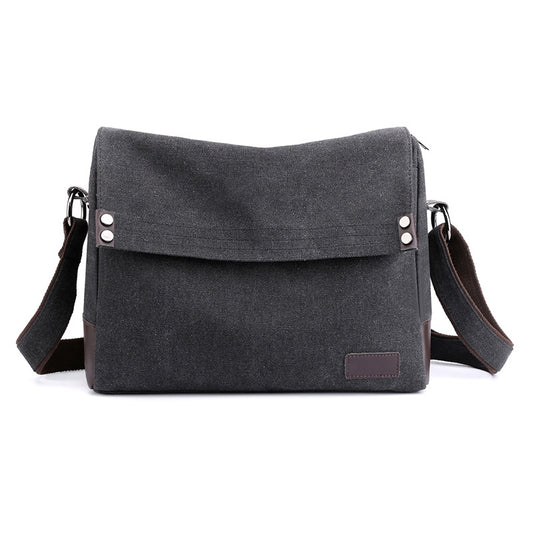 Black Men's Large Capacity Canvas Messenger Bag Lightweight Multi-Pocket Crossbody Shoulder Bag for Work V888-ELOSUNG46055