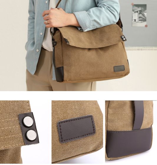 Black Men's Large Capacity Canvas Messenger Bag Lightweight Multi-Pocket Crossbody Shoulder Bag for Work V888-ELOSUNG46055
