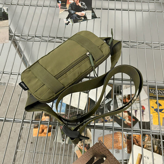 Army Green Unisex Mini Crossbody Waist Bag Lightweight Nylon Running Belt Phone Pouch 21cm Slim Sports Chest V888-ELOSUNG46059