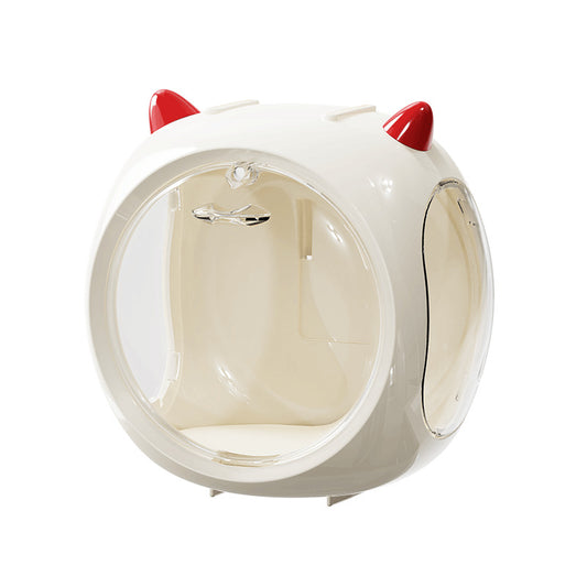 Beige Cute Magnetic Display Case - Dustproof 'Space Capsule' Box for Figures & Collectibles V888-ELOSUNG46067