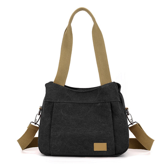 Black Multi-functional Large Capacity Canvas Tote Bag - Versatile 3-Way Adjustable Shoulder and Crossbody V888-ELOSUNG46089