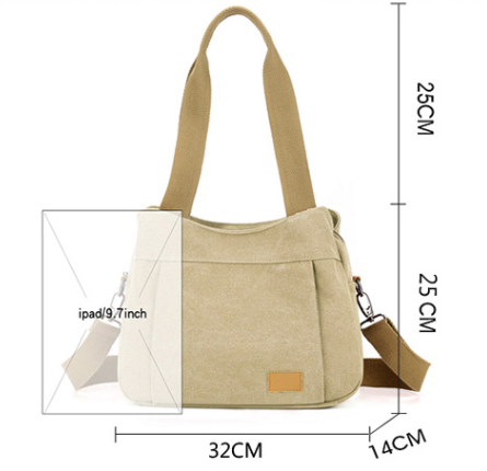 Black Multi-functional Large Capacity Canvas Tote Bag - Versatile 3-Way Adjustable Shoulder and Crossbody V888-ELOSUNG46089
