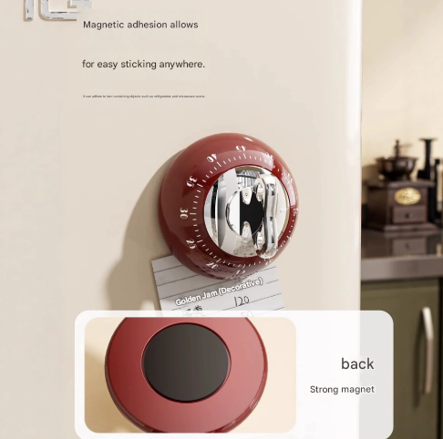 Green Magnetic Mechanical Kitchen Timer - 60-Minute Visual Countdown Clock for Cooking, Study, and Kids Time V888-ELOSUNG46101