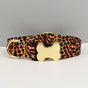 S Leopard Print Boho Patterned Dog Collar with Gold Metal Bone Buckle Adjustable Tribal & Leopard Print Neck V888-ELOSUNG46116