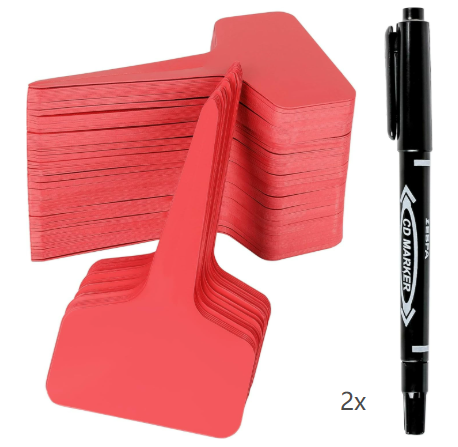 Red 200 Pack Waterproof Plant Labels T-Type Garden Tags with 2 Marking Pens for Succulents Flowers Seedlings V888-ELOSUNG46125
