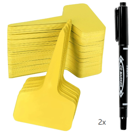 Yellow 200 Pack Waterproof Plant Labels T-Type Garden Tags with 2 Marking Pens for Succulents Flowers V888-ELOSUNG46126