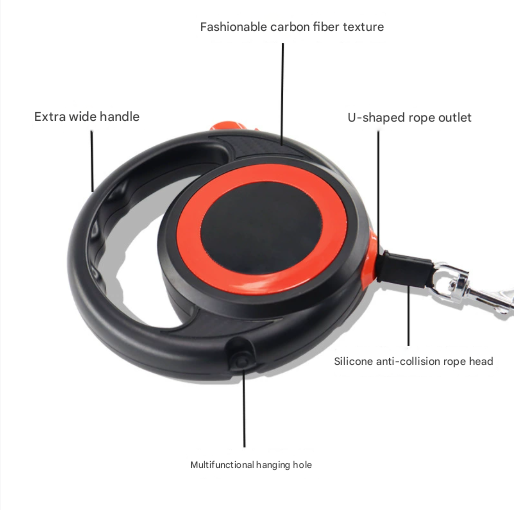 Black-yellow Heavy Duty Retractable Dog Leash with Ergonomic Wide Handle - Automatic Tangle-Free Extending V888-ELOSUNG46130