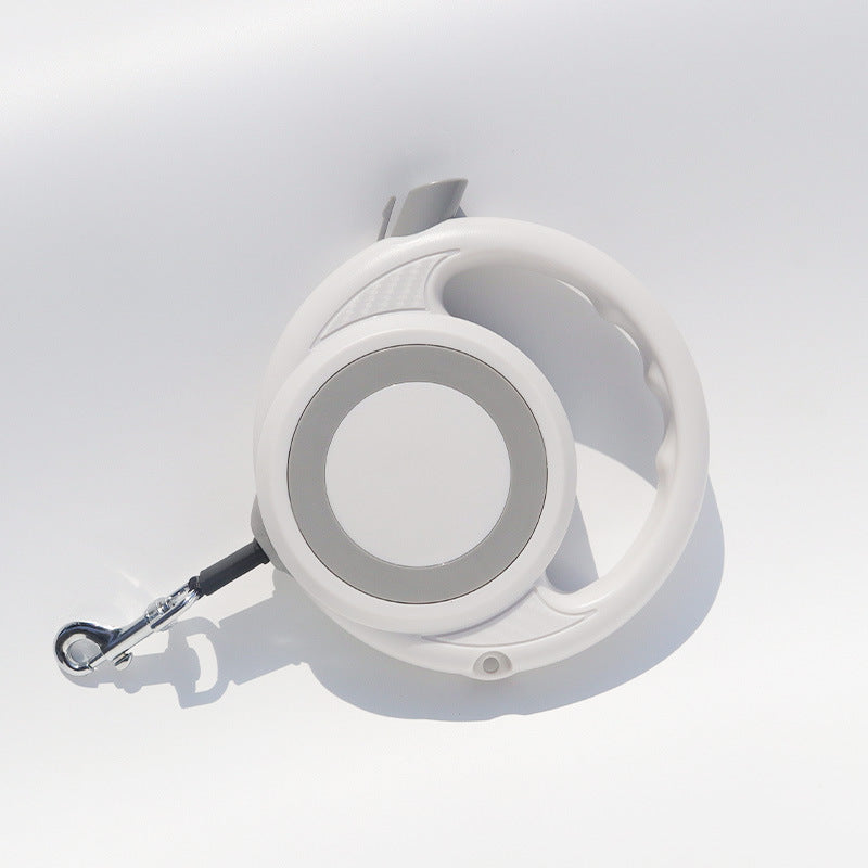 White Heavy Duty Retractable Dog Leash with Ergonomic Wide Handle - Automatic Tangle-Free Extending Lead for V888-ELOSUNG46131