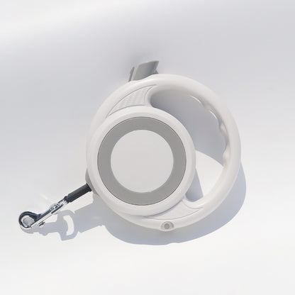 White Heavy Duty Retractable Dog Leash with Ergonomic Wide Handle - Automatic Tangle-Free Extending Lead for V888-ELOSUNG46131