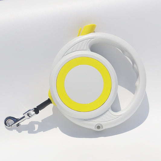 Yellow-white Heavy Duty Retractable Dog Leash with Ergonomic Wide Handle - Automatic Tangle-Free Extending V888-ELOSUNG46133