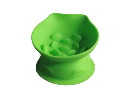 L Green 2-Piece Elevated Silicone Pet Bowl Set - Slanted Neck Protection Cat Bowl with Anti-Slip Suction Base V888-ELOSUNG46134