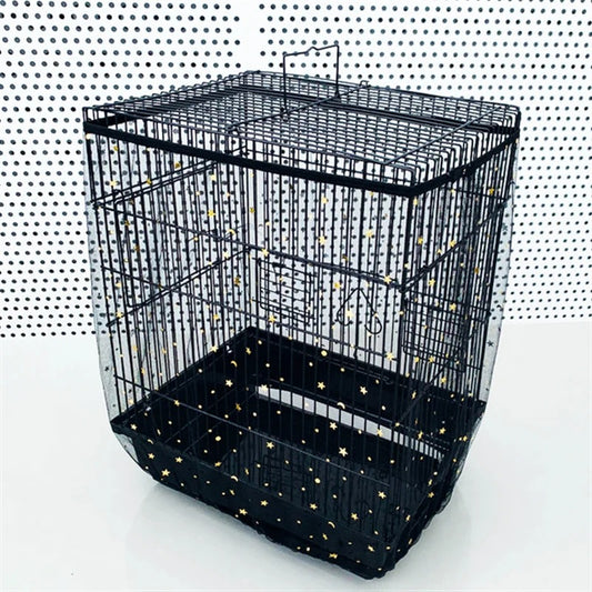 XXL Black Star[Height 40, Circumference 220] Large Bird Cage Seed Catcher Net Cover - Adjustable Mesh Guard V888-ELOSUNG46146