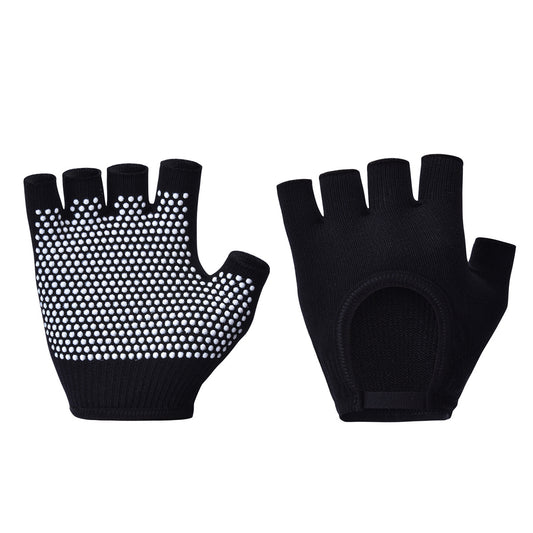 Black 2-Pack Women's Non-Slip Yoga Gloves - Open Back Half Finger Cotton Stretchy Grip Gloves for Aerial V888-ELOSUNG46157