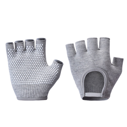 Grey 2-Pack Women's Non-Slip Yoga Gloves - Open Back Half Finger Cotton Stretchy Grip Gloves for Aerial Yoga, V888-ELOSUNG46158