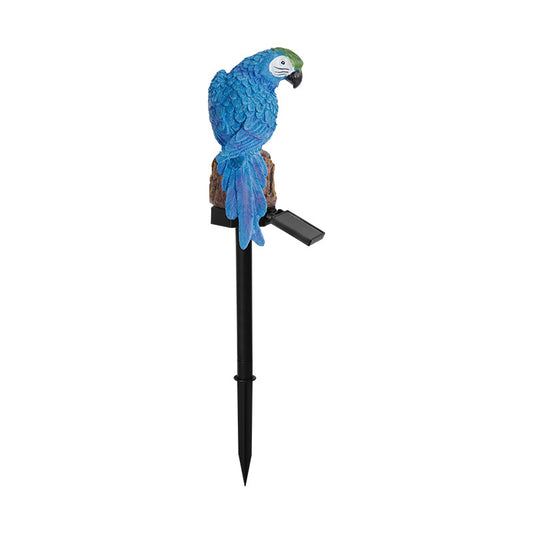 Blue Solar Powered Parrot Garden Stake Lights - Hand-Painted Waterproof Resin LED Landscape Lamps for Outdoor V888-ELOSUNG46183
