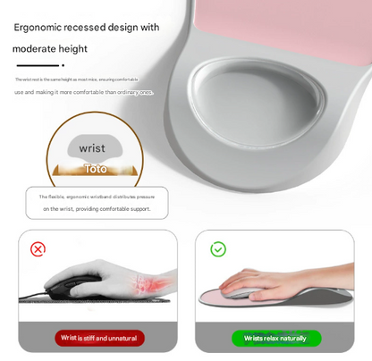 Black Ergonomic Mouse Pad with Wrist Rest Support Soft Silicone Concave Groove Design 32.5cm Non-Slip Mat for V888-ELOSUNG46190