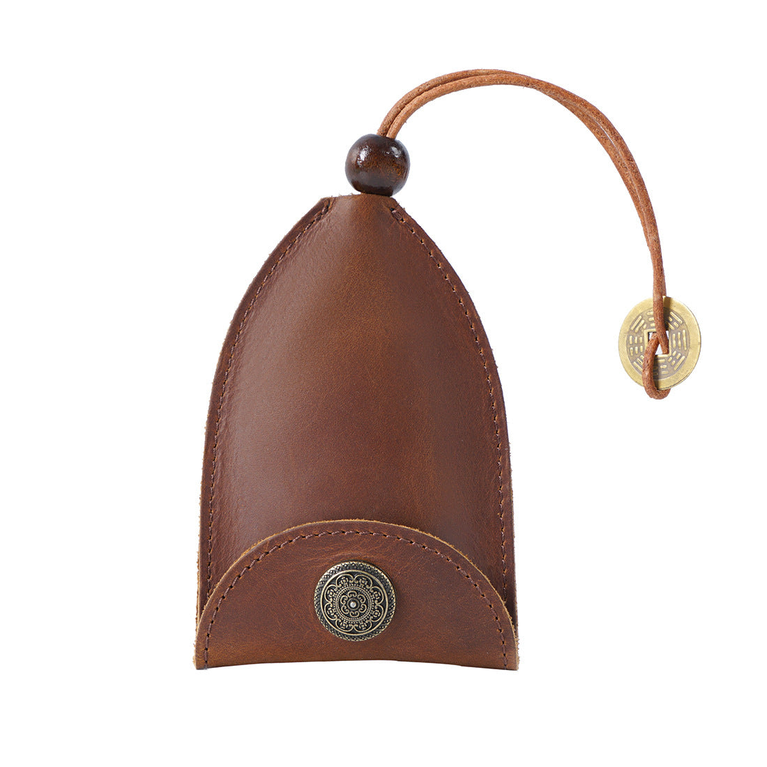 Brown Vintage Crazy Horse Leather Key Organizer - Handmade Pull-Out Car Key Case & Home Key Holder with Retro V888-ELOSUNG46201