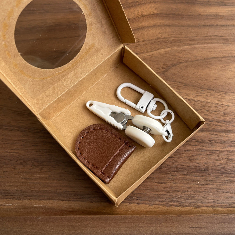 Coffee Ultra-Portable Mini Precision Scissors Set - Compact 7cm Craft Snips with Safety Cap, Leather Sheath, V888-ELOSUNG46218