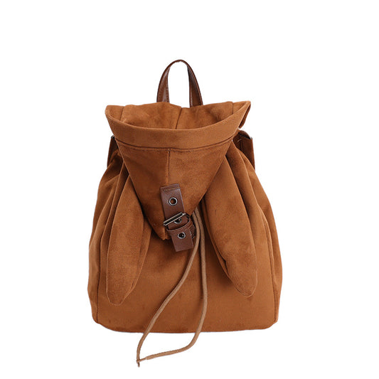 Brown Adorable Rabbit Ear Backpack - Kawaii Hooded Plush Rucksack for Girls, Cute Student Travel Daypack and V888-ELOSUNG46251