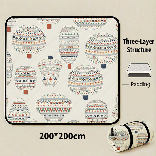Hot-air Balloon Flight Extra Large 200x200cm Waterproof Picnic Mat - Portable Thickened Oxford Cloth Outdoor V888-ELOSUNG46253