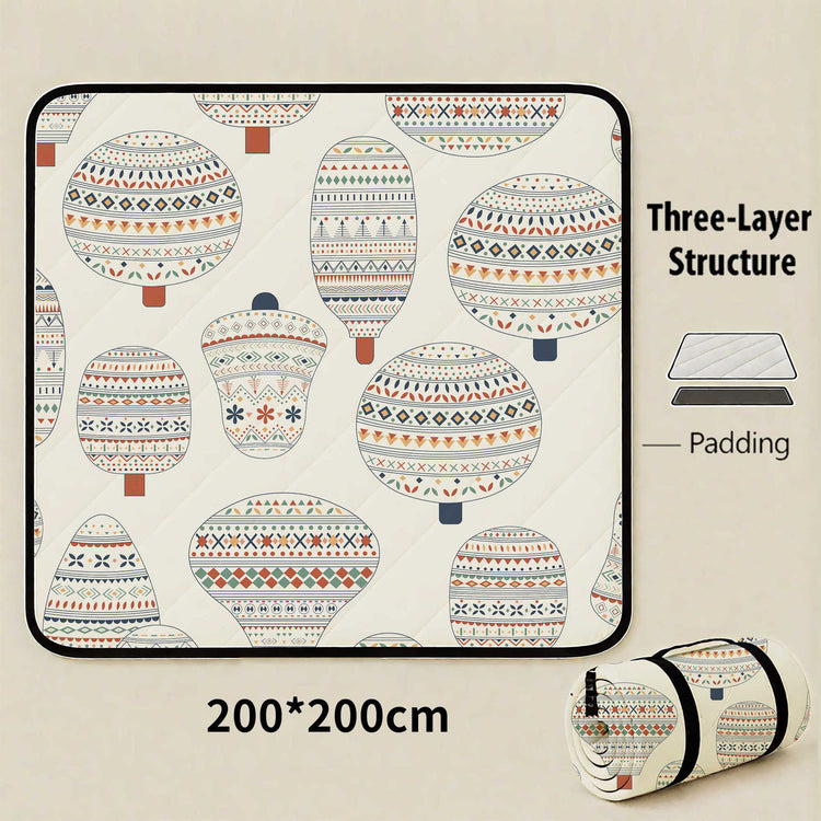 Hot-air Balloon Flight Extra Large 200x200cm Waterproof Picnic Mat - Portable Thickened Oxford Cloth Outdoor V888-ELOSUNG46253