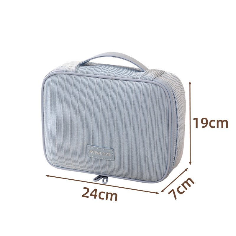 Blue Professional Large Capacity Travel Makeup Bag - Multifunctional Cosmetic Organizer with Dedicated Brush V888-ELOSUNG46263