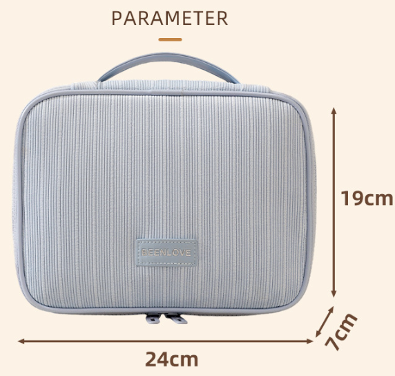 Blue Professional Large Capacity Travel Makeup Bag - Multifunctional Cosmetic Organizer with Dedicated Brush V888-ELOSUNG46263