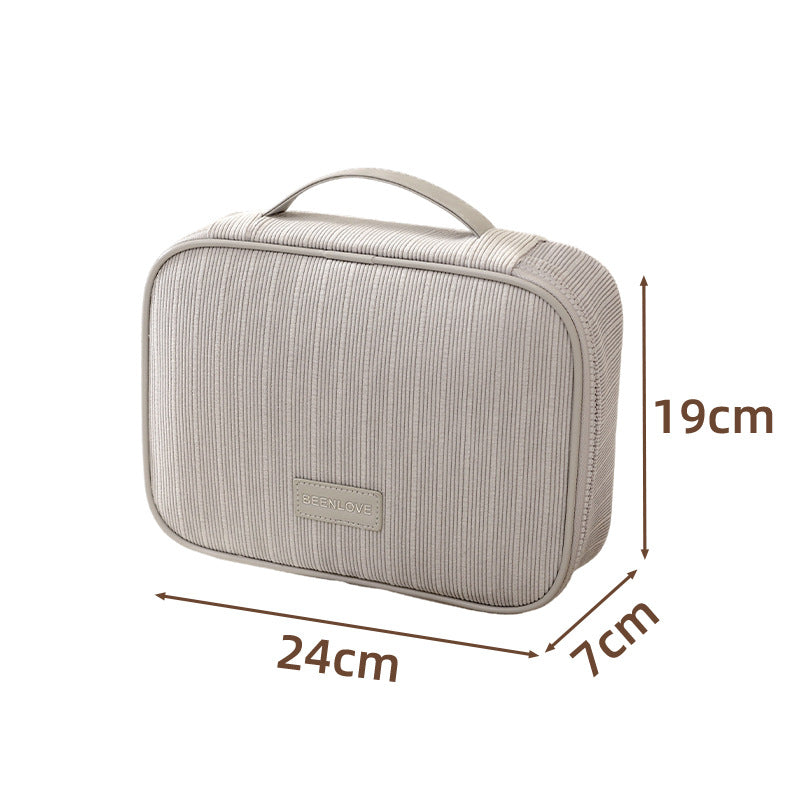 Grey Professional Large Capacity Travel Makeup Bag - Multifunctional Cosmetic Organizer with Dedicated Brush V888-ELOSUNG46264
