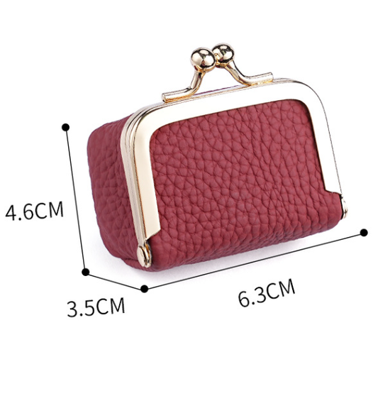 Black Genuine Leather Mini Kiss-Lock Jewelry Pouch - Portable Travel Organizer for Rings, Earrings, V888-ELOSUNG46277