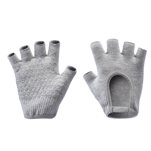 Grey 2-Pack Women's Non-Slip Yoga Gloves - Open Back Half Finger Cotton Stretchy Grip Gloves for Aerial Yoga, V888-ELOSUNG46301