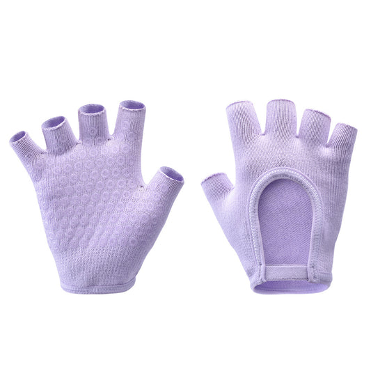 Purple 2-Pack Women's Non-Slip Yoga Gloves - Open Back Half Finger Cotton Stretchy Grip Gloves for Aerial V888-ELOSUNG46303