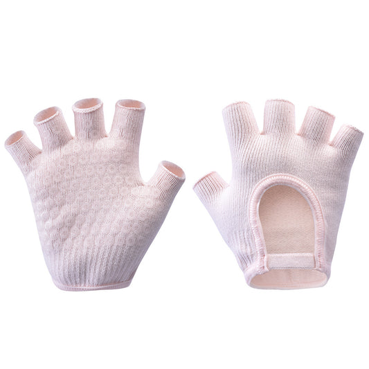 Pink 2-Pack Women's Non-Slip Yoga Gloves - Open Back Half Finger Cotton Stretchy Grip Gloves for Aerial Yoga, V888-ELOSUNG46304