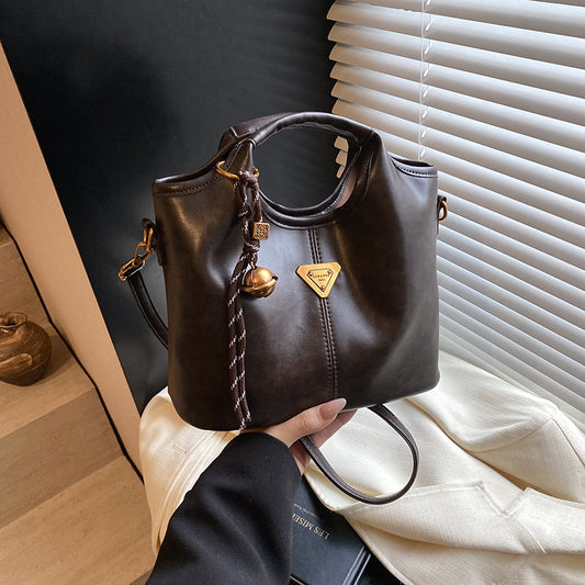 Coffee-brown Vintage Soft PU Leather Crossbody Handbag | Large Capacity Shoulder Tote | Unique Minimalist V888-ELOSUNG46322