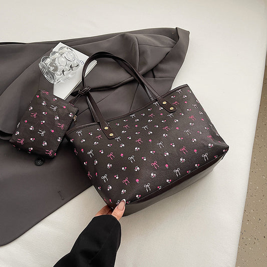Coffee Large Capacity Daily Commuter Tote Bag Set | Versatile Shoulder Handbag with Matching Pouch | 38cm V888-ELOSUNG46325