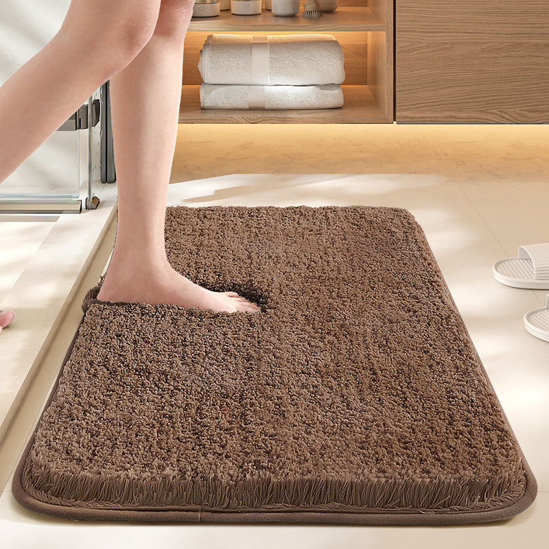 Brown 50*80cm Luxury 3.5cm Shag Bath Mat | Silver Ion Antibacterial Technology | Quick Dry Non-Slip TPR V888-ELOSUNG46336